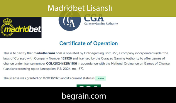 Madridbet lisanslı biçimde oyuncularına hizmet etmektedir.